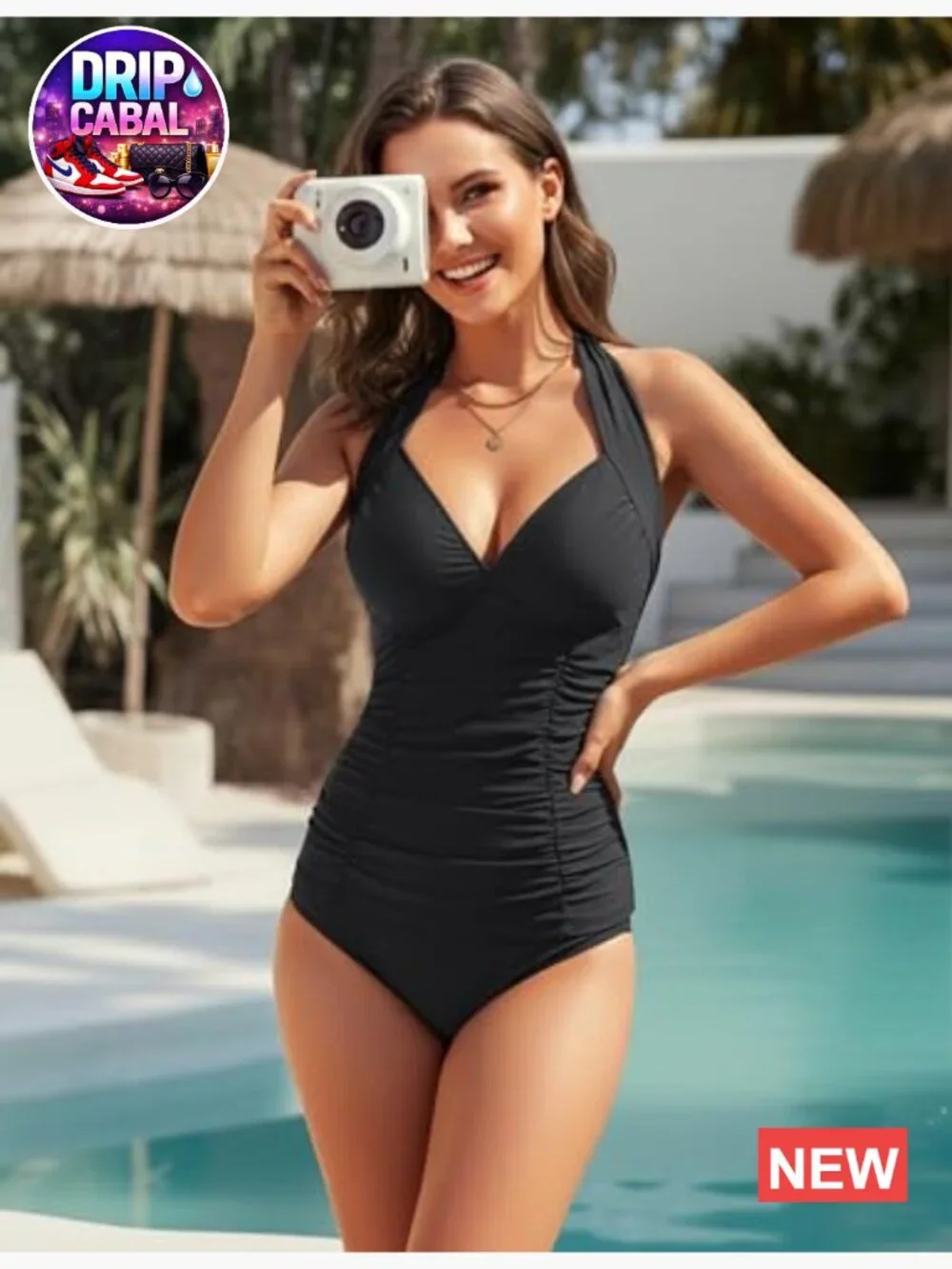 Tummy Control Tankini Two Piece Swimsuit with Shorts Push Up V-Neck